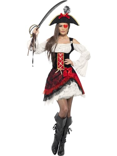 Smiffys Glamorous Lady Pirate Costume, Red Halloween und Karneval