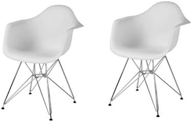 Lemoderno Wireleg Dining Arm Chair White Shell Set of 2