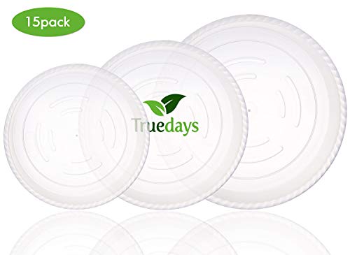 TRUEDAYS 6/8/10 Inch 15 Pack Plastic Plant Saucers, Durable Thicker Round Clear Flower Plant Trays for Recycle Outdoor Indoor Use