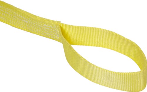 Mazzella EE2-901 Nylon Web Sling, Eye-and-Eye, Yellow, 2 Ply, 7' Length, 1