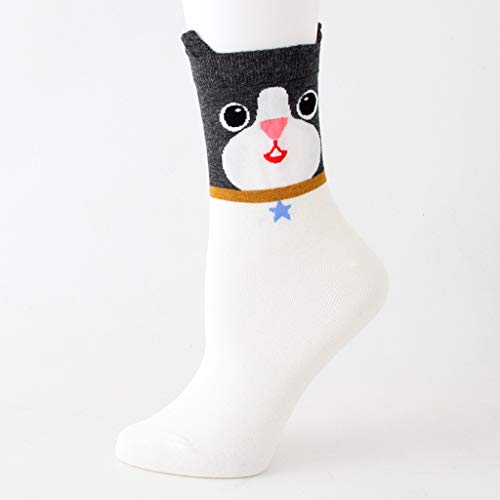 Tronet Casual Socks/1 Pair Women Cotton Socks Cat Ear Animal Character Print Women's Winter Socks