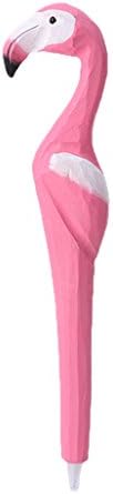 NKYSM Handmade Flamingo Wood Carving Pen School Office Stationery Supplies Gift
