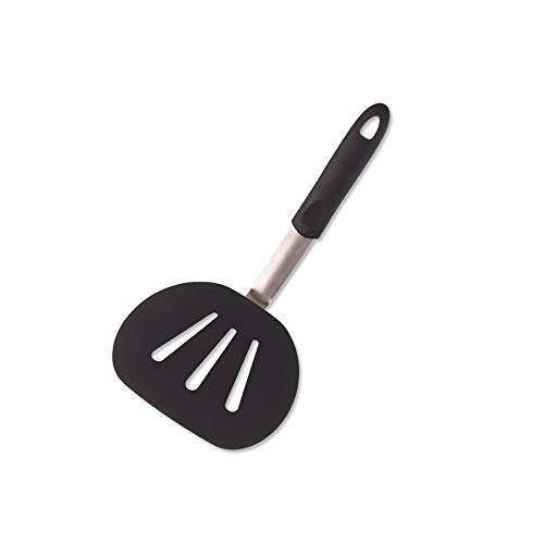 4-piece Silicone Rubber Spatula Non-stick Heat Resistant Slotted Turner Household Stainless Steel Elastic Griddle Steak Spatula Innovative Kitchenware Set Egg Turners Pancake Flippers Utensil Set