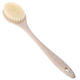 Bath Brush Back Scrubber Soft Shower Body Brush with Natural Wheat Straw Handle (Nordic Beige)