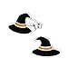 925 Sterling Silver Set of 3 Pairs Halloween Set Witch Hat, Orange Candy Corn, Skull with Pink Bow Stud Earrings (Nickel Free)