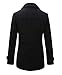 Beninos Mens Wool Slim Fit Double Breasted Half Trench Coat (0051, Black, L)