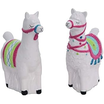 Llama Love Classic White 4 x 3 Ceramic Dolomite Valentine's Salt and Pepper Shaker Set