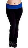 Ladies Plus Size Fold-Over Color Waist Cotton Yoga Pants, Multiple Colors Available