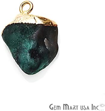 Emerald Rough Pendant, 17x12mm 24k Gold Plated, Single Bail Pendant (EM-50005)
