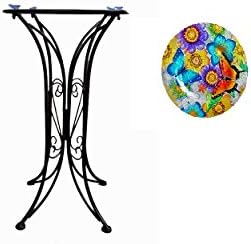 Continental Art Center Butterfly Glass Bistro Table, 24 by 24 by 29-Inch