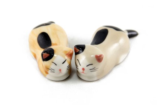 6pcs Chinese Ceramic Cat Pattern Chopstick Rest Spoon Fork Knife Holder