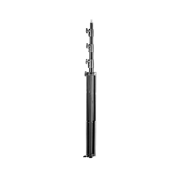 Walimex pro WT-420 Lampenstativ 420cm - Lichtstativ mit Federdämpfung, Höhe max 420cm, Traglast 7,5 kg, 40mm Rohre, Aluminium Leuchtenstativ für Fotografie Studio Outdoor, schwarz – Bild 4