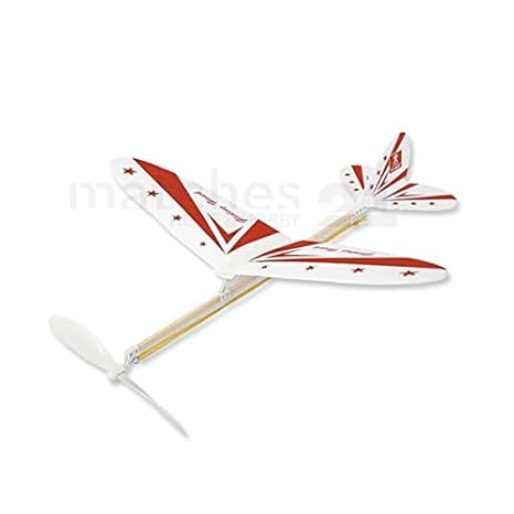 matches21 Flieger Gleiter Flugzeug Segler mit Gummimotor 40 cm Bausatz 1 STK. Kinder Werkset Bastelset ab 8 Jahren