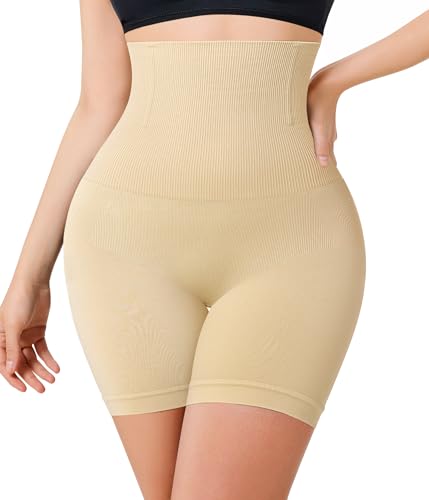 KUMAYES Short Licra de Cintura Alta, Boxer Sin Costuras para Mujer, Ropa Interior Control de Abdomen, Calzon Postparto Suave Levanta Glúteos, Transpirable