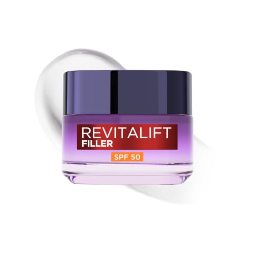 L’Oréal Paris - Soin Repulpant Intense Anti-âge FPS 50 - Crème de Jour à l’Acide Hyaluronique avec Protection UV - Rides & Ridules - Pour Tous Types de Peaux - Revitalift Filler - 50 ml