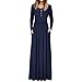 SUNTTON Women's V-Neck 3/4 Sleeves Long Maxi Casual Party Dress with Belt