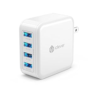 iClever 4ポート USB充電器 8A 40W acアダプタ 海外対応 iPhone iPad Android スマホ タブレット 対応 急速充電器 ホワイト IC-TC04