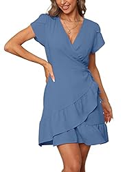 SAMPEEL Summer Dress for Women 2022 Short Sleeve V