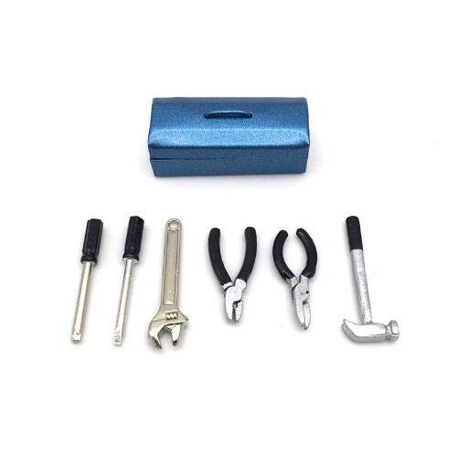 Que-T Mini Hammer Wrench Screwdriver Tools Box 1:10 Accessories Car Truck Decor Parts for CC01 Axial SCX10 D90 D110 TF2 TRX-4 RC Car (Blue)