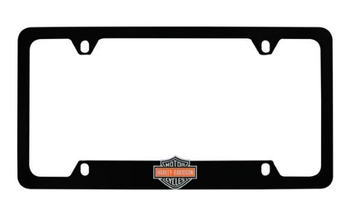 Harley-Davidson Flat Matte Black License Plate Frame Holder 3D Color Bar Shield