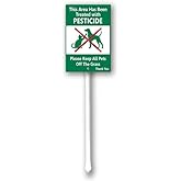 Uptell Yard Signs, Area Treated with Pesticides Keep Pets Off Grass Yard Door Metal Aluminum Sign With Stake Outdoor for House/Front Door and Business 7x8.8 inches