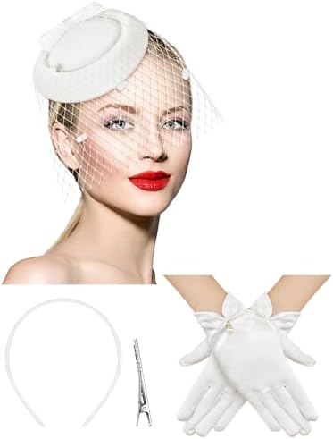 Pillbox Hat with Veil Vintage Fascinators Hats Set 20s 50s  display picture 1
