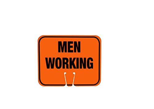 Cortina ABS Plastic Traffic Cone Sign, "MEN WORKING" 03-550-MW, 12.75" Width x 10.375" Height, Black On Orange
