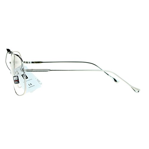 Clear Lens Eyeglasses Oversized Square Metal Vintage Driver Fashion Silver