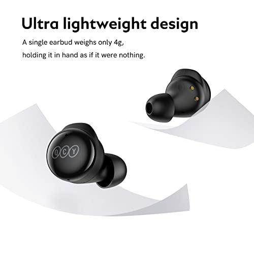 Bluetooth Earbuds QCY T17 Wireless Earbuds with Charging Case Waterproof Stereo Headphones in Ear Built in Mic Headset Touch Control Premium Sound for Sports, Black