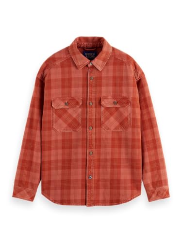 Scotch & Soda Camisa de Mezclilla Lavada a Cuadros para Hombre, Red Check 610, XXL