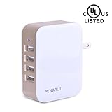 POWRUI 4-Port USB Wall charger, 24W/4.8A USB Wall Plug Power Adapter for iPhone X/ 8 / 7/ 7s / 6 / 6s / 5 / 5s,iPad Pro / Air 2 / mini 3 / mini 4,LG,Samsung,Nexus, HTC,and More Devices,UL Certified