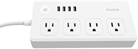 kisslink 4-Outlets Smart Power Strip Surge Protector, 4 Outlets, 4 USB Ports, Works with Amazon Alexa and Google Assistant,  No Hub Required, 1700 Joules