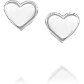 Heart Stud Earrings in 925 Sterling Silver - Designer Handmade Small Posts For Girls and Women