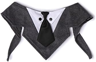 Tail Trends Mr. Grey Neck Tie Formal Dog Tuxedo Bandana (XL)