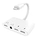 Audio Charger Adapter Splitter, 4 in 1 Design Support USB-C Charging + Fast Charging + 3.5mm Headphone Jack + Light-ning Headphone Jack, Compatible with iPhone Xs/Xr/X / 8 Plus/iPad Air Pro...