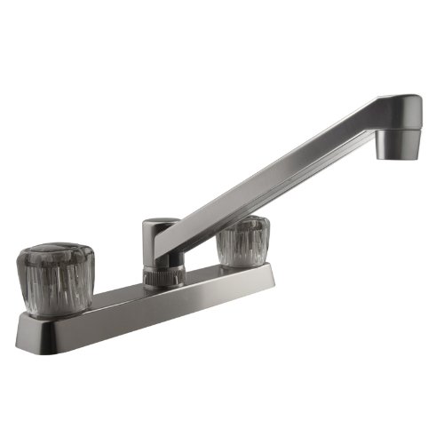 Dura Faucet DF-PK600S-SN RV Kitchen Sink Faucet with Smoked Acrylic Knobs (Brushed Satin Nickel)