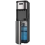 hOmeLabs Self Cleaning Bottom Loading Water Dispenser for 5 Gallon Bottle - Hot Room and Cold Water Cooler in Stainless Steel Frame with Removable Drip Tray Safety Child Lock and LED Night Light