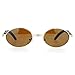 SA106 Retro Art Nouveau Vintage Style Small Oval Metal Frame Sunglasses Light Gold Solid Brown