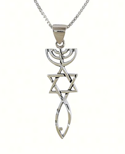 AJDesign Sterling Silver Messianic Seal Pendant Spiritual Religious Jewelry Grafted Necklace Pendant with Chain (18)