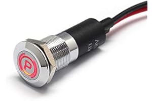 Alpinetech PL12MS 12mm 1/2" 12V LED Metal Signal Indicator Pilot Dash Light (Parking Brake Indicator)