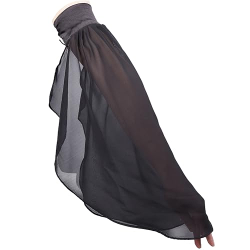CABODYALS 1 Pair Victorian Lace Sleeves Long Tulle Detachable Chiffon Gloves Gothic Black Sheer Mesh Breathable Arm Sleeves for Women Vmpire Witch Cosplay Costume Wedding Party Accessories