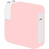 LCMOCICO Soft Silicone 67W Charger Protector Case for MacBook Pro 14 inch Case 2024-2021 M3 A2918 A2992 M2 A2779 M1 A2442 Power Adapter Cover for Mac Pro 13 2016-2022 M2 M1 A2338 A2289 61W, Baby Pink