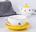 Jusalpha English Porcelain Tea for One Set- Butterfly Garden Teapot-Tea cup-Saucer Set, Tea Serving Gift Set #06