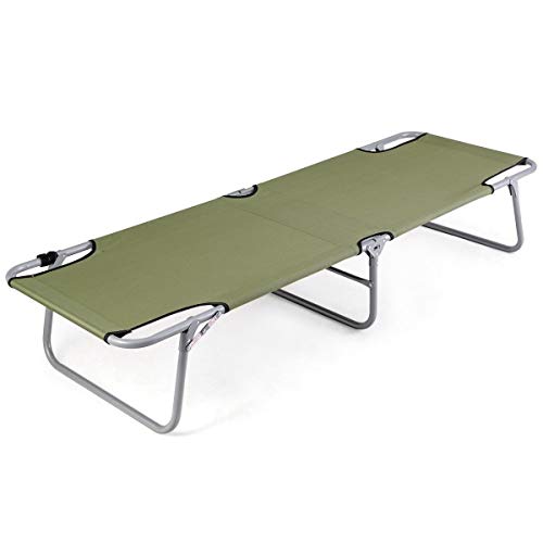 Heize best price Green Folding Portable Camping Cot Outdoor Portable Military Bed Hiking(U.S. Stock)