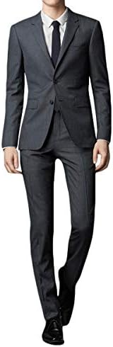 Ween Charm Men’s Business Suit, Top & Bottom Set, Slim, Comfortable, For Weddings, Jobs, & Parties, All-Season Simple Design, Plain