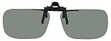 Polarized Clip on Flip up Plastic Sunglasses, Rectangle, 52mm Wide X 35mm High (117mm Wide), Polarized Grey Lenses by Opsales