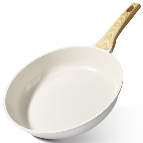 GiPP Nonstick Frying Pan Skillet - Granite Non Stick Pans, Healthy Granitestone Non-Stick Fry Pan Omelette Pan Egg Pan, Compatible with All Stoves, PFOA Free (White, 24CM)