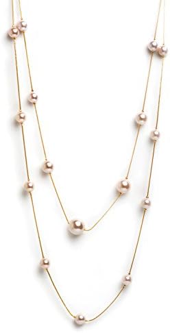 Helen Accessories - Imitation Pearl long necklace (Gold)