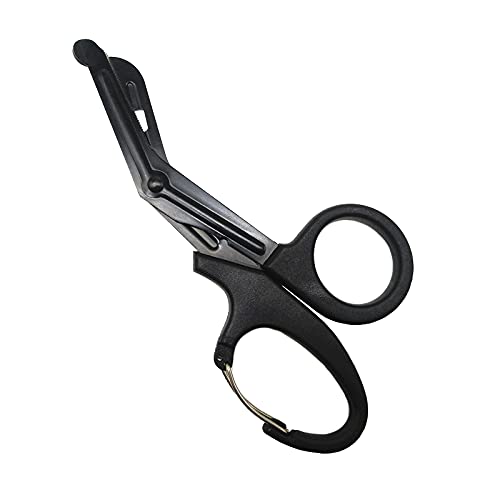 EMT and Trauma Shears, Titanium Bandage Shears 18CM Bent Stealth Black, Outdoor, Camping, HikingStudents, Emergency Room (Black)