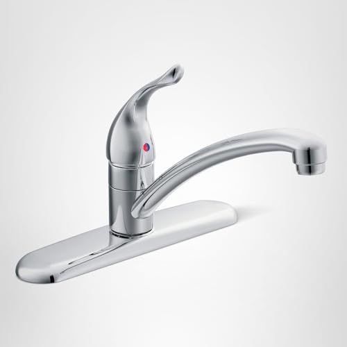 MOEN CHATEAU CHROME ONE-HANDLE LOW ARC KITCHEN FAUCET FOR 3-HOLE SINKS, 7425
